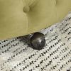 Velvet Upholstered Swivel Chair for Living Room, with Button Tufted Design and Movable Wheels, Including 3 Pillows - khaki