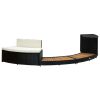 Spa Surround Black Poly Rattan and Acacia Wood - Black