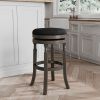 30" Bar Stool, Weathered Gray Finish, Charcoal Fabric Seat - as Pic