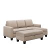 81"Reversible Sectional Couch with Storage Ottoman L-Shaped Sofa,Sectional Sofa with Chaise,Nailheaded Textured Fabric 3 pieces Sofa Set,Warm Grey - W