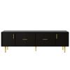 Modern TV Stand with 5 Champagne Legs - Durable, Stylish and Spacious, TVs Up to 75'' - Black