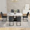 Table and chair set, modern and minimalist dining table, imitation marble tabletop, and MDF legs with U-shaped brackets. Comfortable chairs suitable f