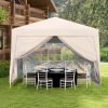 Outdoor 10x 10Ft Pop Up Gazebo Canopy Tent Removable Sidewall with Zipper,2pcs Sidewall with Windows,with 4pcs Weight sand bag,with Carry Bag - Beige