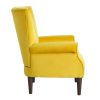 Modern Aesthetic Accent Chair Yellow Velvet Upholstery Channel Tufted Back Solid Wood Furniture 1pc Stylish Home Traditional Contoured Arms - as Pic