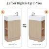 18.6" Bathroom Vanity with Sink, Bathroom Vanity Cabinet with Two-tier Shelf, Left or Right Orientation - Natural