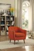 Orange Fabric Upholstered Accent Chair 1pc Espresso Finish Legs Button Tufted Solid Wood Furniture Living Room Chair - as Pic