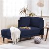 65" Mid-Century Modern Fabric Corner Lounge Chair, Upholstered Indoor Chaise Lounge for Bedroom,Office,Small Living Room & Apartment  - Blue