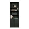 Traditional 5 Shelf Bookcase with Doors - Black