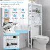 Toilet Space Saver Bathroom Organizer Storage Shelf with Drawers - White