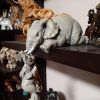 Desktop Decor; Elephant Shape Ornament Resin Craftwork Decor - Gray