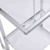 Silver Chrome Side Table, 2-Tier Acrylic Glass End Table for Living Room&Bedroom - Chrome