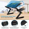 Foldable Laptop Table Bed Notebook Desk with Mouse Board Aluminum Alloy Breakfast Snacking Tray for Home Office Travel Use - Black