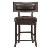 Rustic Aesthetic Dark Cherry Finish Counter Height Chair Set of 2 Wood Framed Nailhead Trim Faux Leather Upholstered Seat Kitchen Dining Room Furnitur