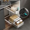 Double Sliding Metal Under Sink Organizer L Shape  - White