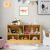 Kids 2-Shelf Bookcase 5-Cube Wood Toy Storage Cabinet Organizer - Beige