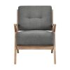 Modern Tufted Back Accent Chair 1pc Dark Gray Upholstery Antique Finish Solid Rubberwood Unique Design Furniture - as Pic