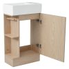 18.6" Bathroom Vanity with Sink, Bathroom Vanity Cabinet with Two-tier Shelf, Left or Right Orientation - Natural