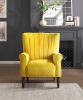 Modern Aesthetic Accent Chair Yellow Velvet Upholstery Channel Tufted Back Solid Wood Furniture 1pc Stylish Home Traditional Contoured Arms - as Pic