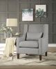 1pc Traditional Accent Chair with Pillow Nailhead Trim Light Gray Polyester Upholstered Solid Wood Furniture Modern Living Room Chair - as Pic