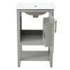 20" Bathroom Vanity with Sink, Bathroom Cabinet with Soft Closing Door, Storage Rack and Open Shelf - Grey