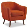 Orange Fabric Upholstered Accent Chair 1pc Espresso Finish Legs Button Tufted Solid Wood Furniture Living Room Chair - as Pic