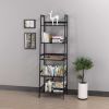 WTZ Bookshelf, Ladder Shelf, 5 Tier Bamboo Bookcase, Modern Open Book Case for Bedroom, Living Room, Office, BC-238 Black - as picture