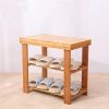 Bosonshop 2- Tier Bamboo Shoe Bench Rack Shoe Storage 19.7" x 10.6" x 17.5" (L x W x H) - Yellow