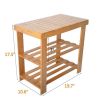 Bosonshop 2- Tier Bamboo Shoe Bench Rack Shoe Storage 19.7" x 10.6" x 17.5" (L x W x H) - Yellow