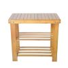 Bosonshop 2- Tier Bamboo Shoe Bench Rack Shoe Storage 19.7" x 10.6" x 17.5" (L x W x H) - Yellow