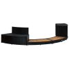 Spa Surround Black Poly Rattan and Acacia Wood - Black