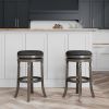 30" Bar Stool, Weathered Gray Finish, Charcoal Fabric Seat - as Pic