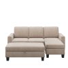 81"Reversible Sectional Couch with Storage Ottoman L-Shaped Sofa,Sectional Sofa with Chaise,Nailheaded Textured Fabric 3 pieces Sofa Set,Warm Grey - W