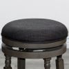 30" Bar Stool, Weathered Gray Finish, Charcoal Fabric Seat - as Pic