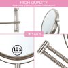 8-inch Wall Mounted Makeup Vanity Mirror, Height Adjustable, 1X / 10X Magnification Mirror, 360¬∞ Swivel with Extension Arm - Brushed Nickel