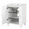 24" Bathroom Vanity with Sink, Bathroom Vanity Cabinet with Two Doors, Adjustable Shelves, Solid Wood and MDF - White