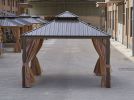 12*12FT patic gazebo; alu gazebo with steel canopy; Outdoor Permanent Hardtop Gazebo Canopy for Patio;  Garden;  Backyard - Bronze