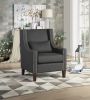 1pc Traditional Accent Chair with Pillow Nailhead Trim Dark Gray Polyester Upholstered Solid Wood Furniture Modern Living Room Chair - as Pic