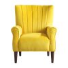 Modern Aesthetic Accent Chair Yellow Velvet Upholstery Channel Tufted Back Solid Wood Furniture 1pc Stylish Home Traditional Contoured Arms - as Pic