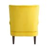 Modern Aesthetic Accent Chair Yellow Velvet Upholstery Channel Tufted Back Solid Wood Furniture 1pc Stylish Home Traditional Contoured Arms - as Pic