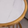 Sintered stone round side/end table with golden stainless steel frame - Golden