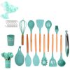 33pcs Set Wooden Handle Silicone Kitchen Utensils 33 Pieces Set Silicone Spoon Shovel Kitchen Gadgets Set Silicone Kitchen Utensils - Purple