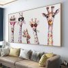 Hand Painted Oil Painting  Horizontal Abstract Animals Giraffe Modern Living Room Hallway Bedroom Luxurious Decorative Painting - 40x80cm - 01