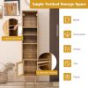 4 Tiers Rattan Storage Cabinet with Slim Design - Natural