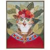 Bohemian Cat In Forest Framed Canvas Wall Art - as Pic