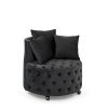 Velvet Upholstered Swivel Chair for Living Room, with Button Tufted Design and Movable Wheels, Including 3 Pillows - Black