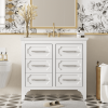 36'' Bathroom Vanity with Resin Sink Combo, Free Standing Single Vanity Set with Four Drawers, Solid Wood Frame Bathroom Storage Cabinet - as Pic