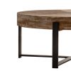 31.29"Modern Retro Splicing Round Coffee Table, Fir Wood Table Top with Black Cross Legs Base - Black