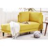 65" Mid-Century Modern Fabric Corner Lounge Chair, Upholstered Indoor Chaise Lounge for Bedroom,Office,Small Living Room & Apartment  - Yellow