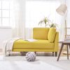 65" Mid-Century Modern Fabric Corner Lounge Chair, Upholstered Indoor Chaise Lounge for Bedroom,Office,Small Living Room & Apartment  - Yellow