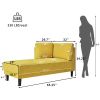 65" Mid-Century Modern Fabric Corner Lounge Chair, Upholstered Indoor Chaise Lounge for Bedroom,Office,Small Living Room & Apartment  - Yellow